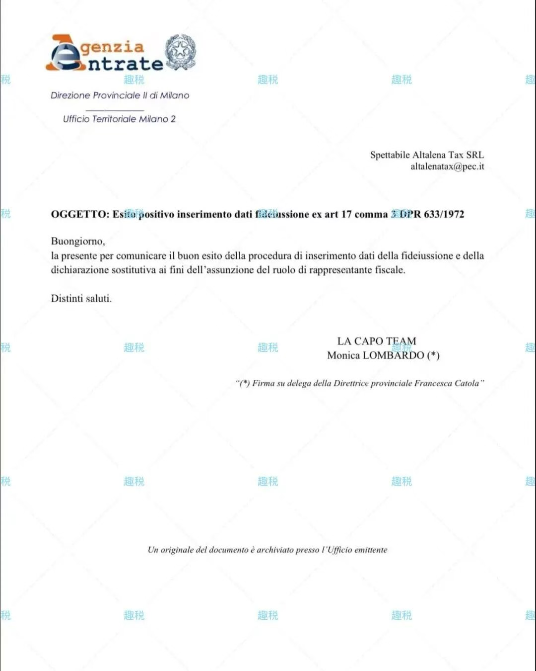 意大利税务资质找趣税